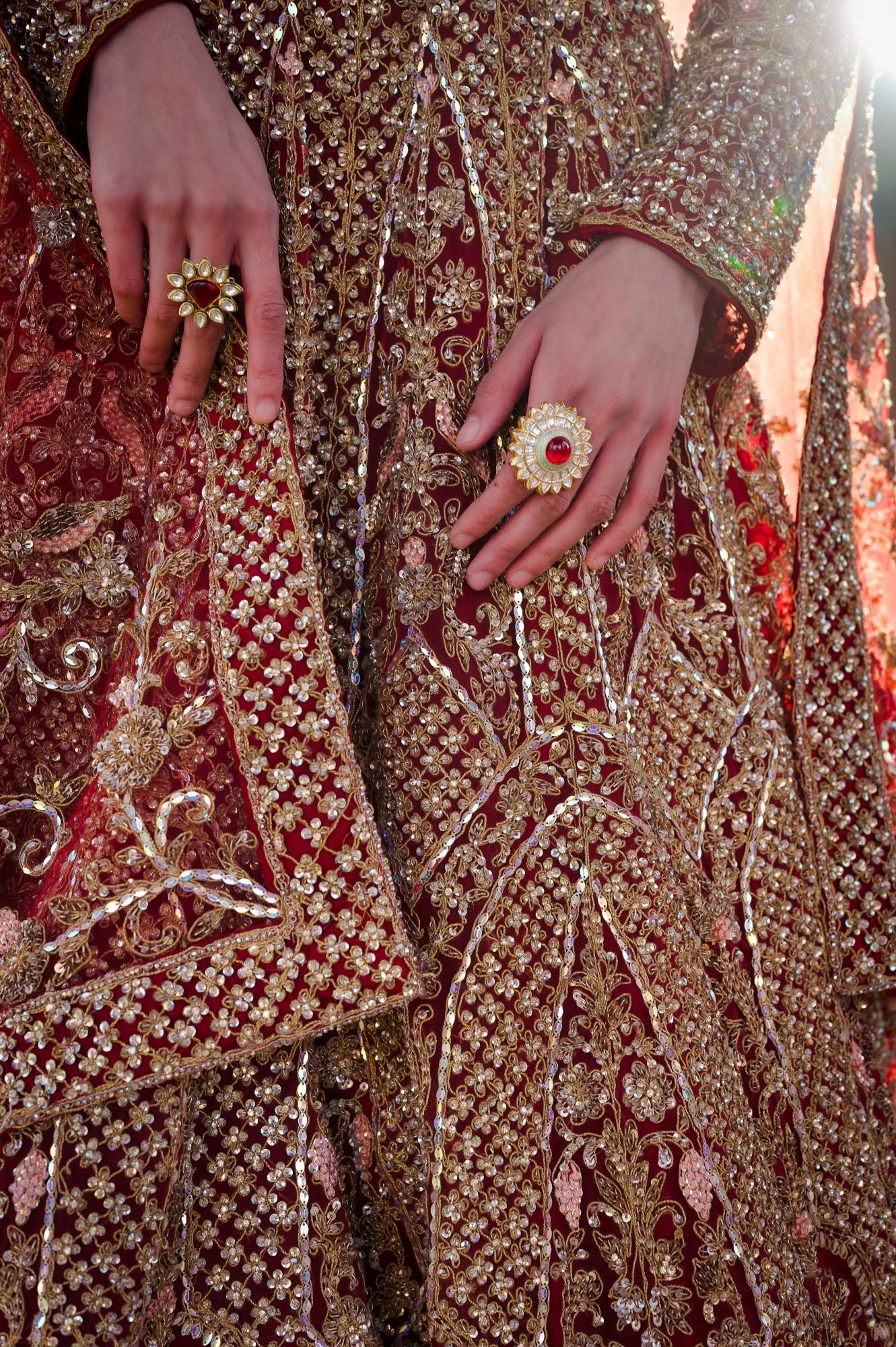 red lengha for brides