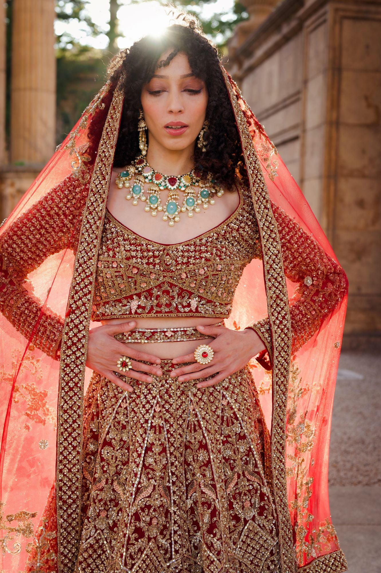 red wedding lehenga