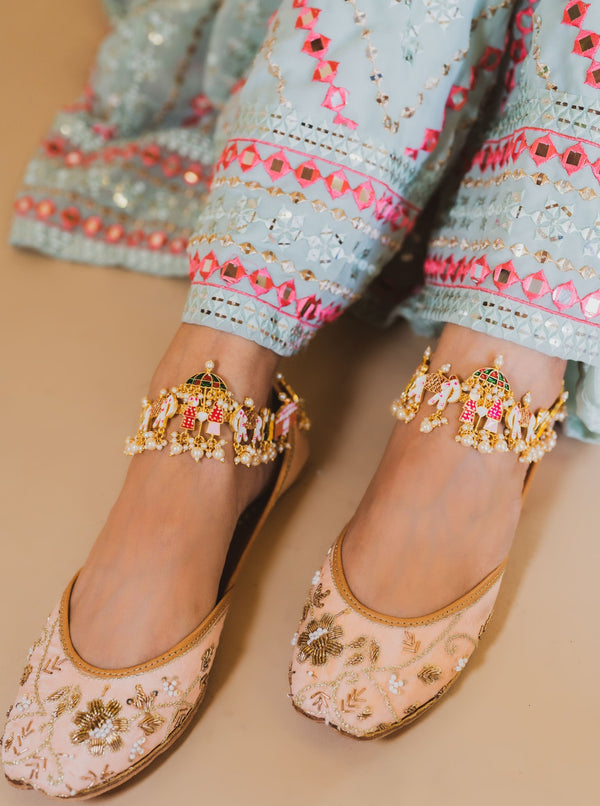 Multicolor Indian bridal payal anklet for brides