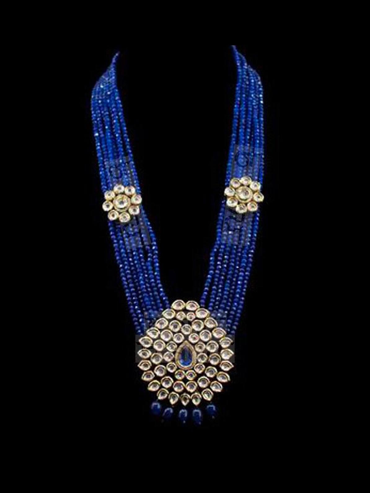 Fariha Kundan Pendant Set - Sapphire - bAnuDesigns