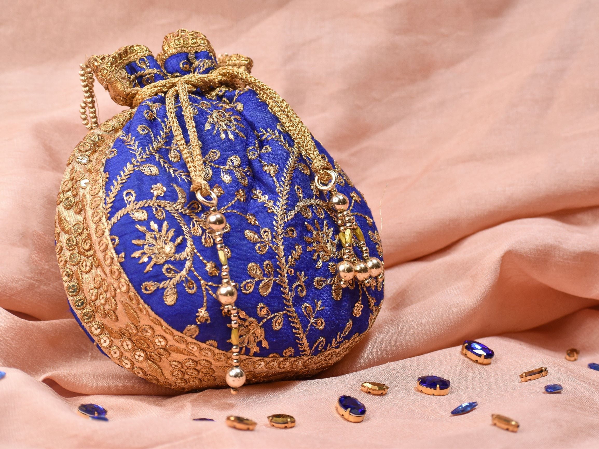 Blue Indian Style Purse Potli Bags Online in USA