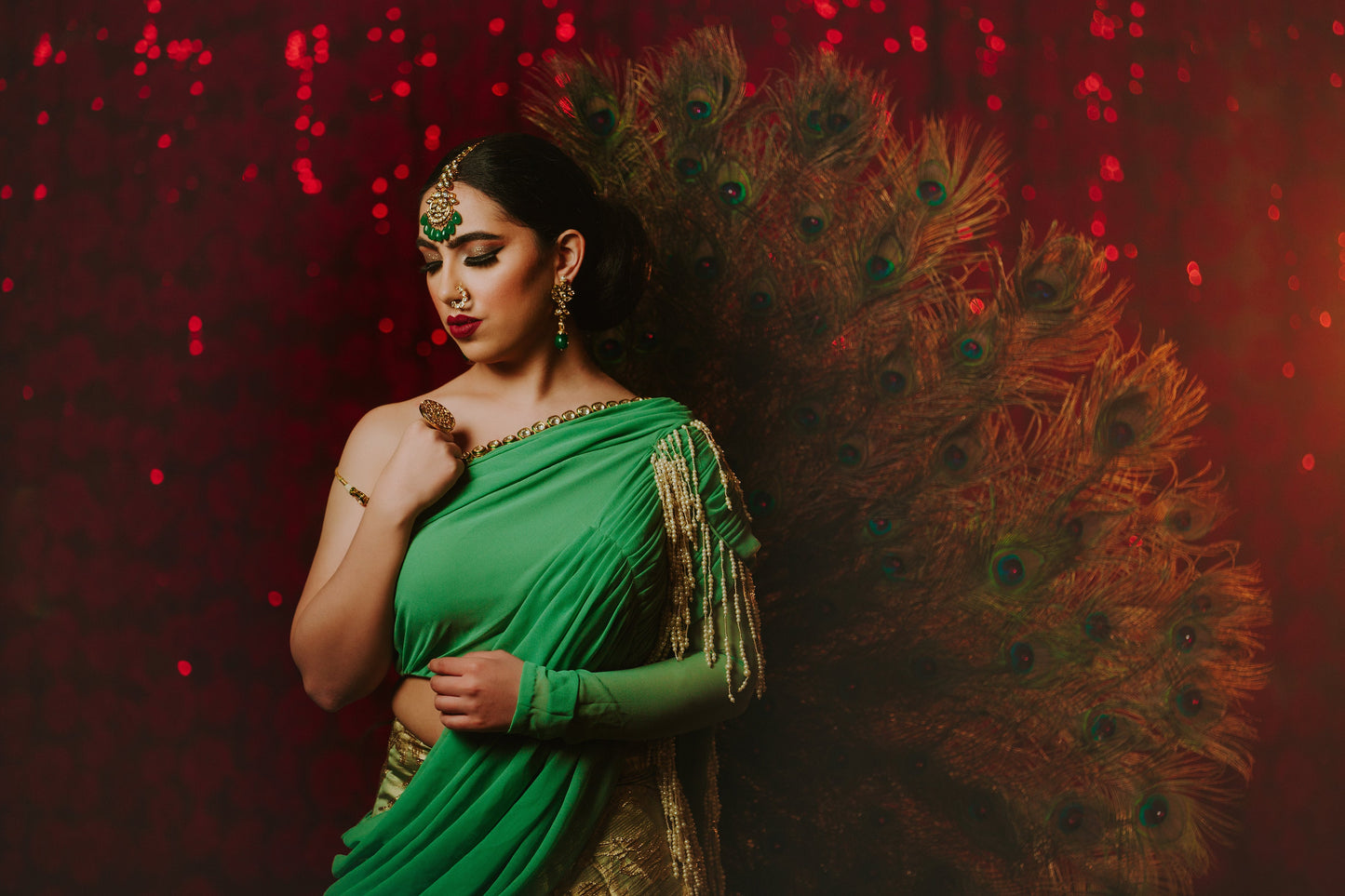 Sadia Green Wedding Saree Lengha - bAnuDesigns