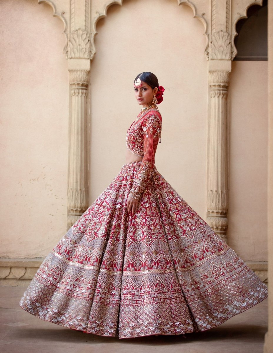 Indian Bridal Lehenga - Gulmohar Red Lehenga by B Anu Designs Banu Designs Indian Bridal Lehenga - Gulmohar Red Lehenga by B Anu Designs Banu Designs