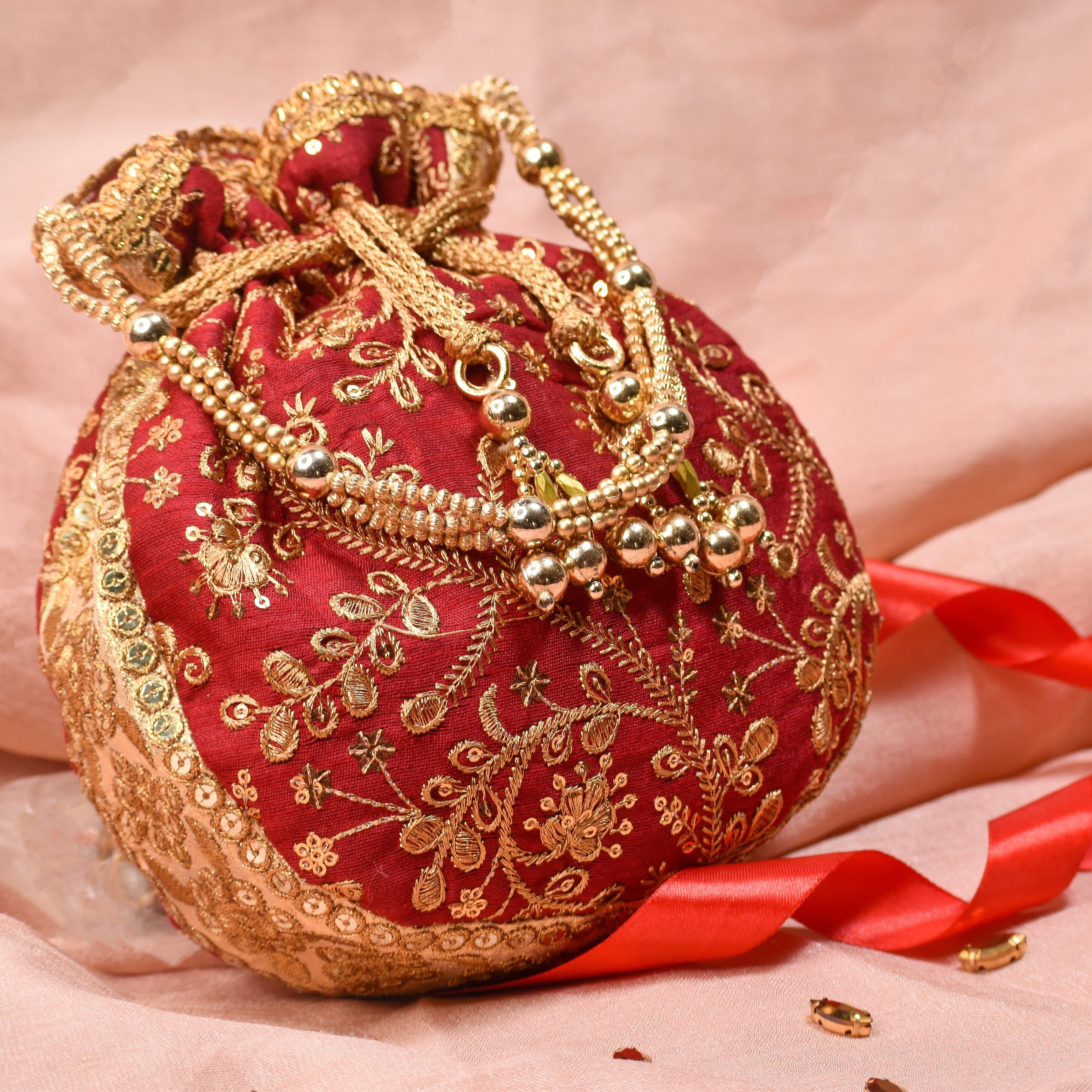 Handmade Floral Indian Traditional Clutch Potli Wedding Pouch Purse Bridal  Bag | eBay