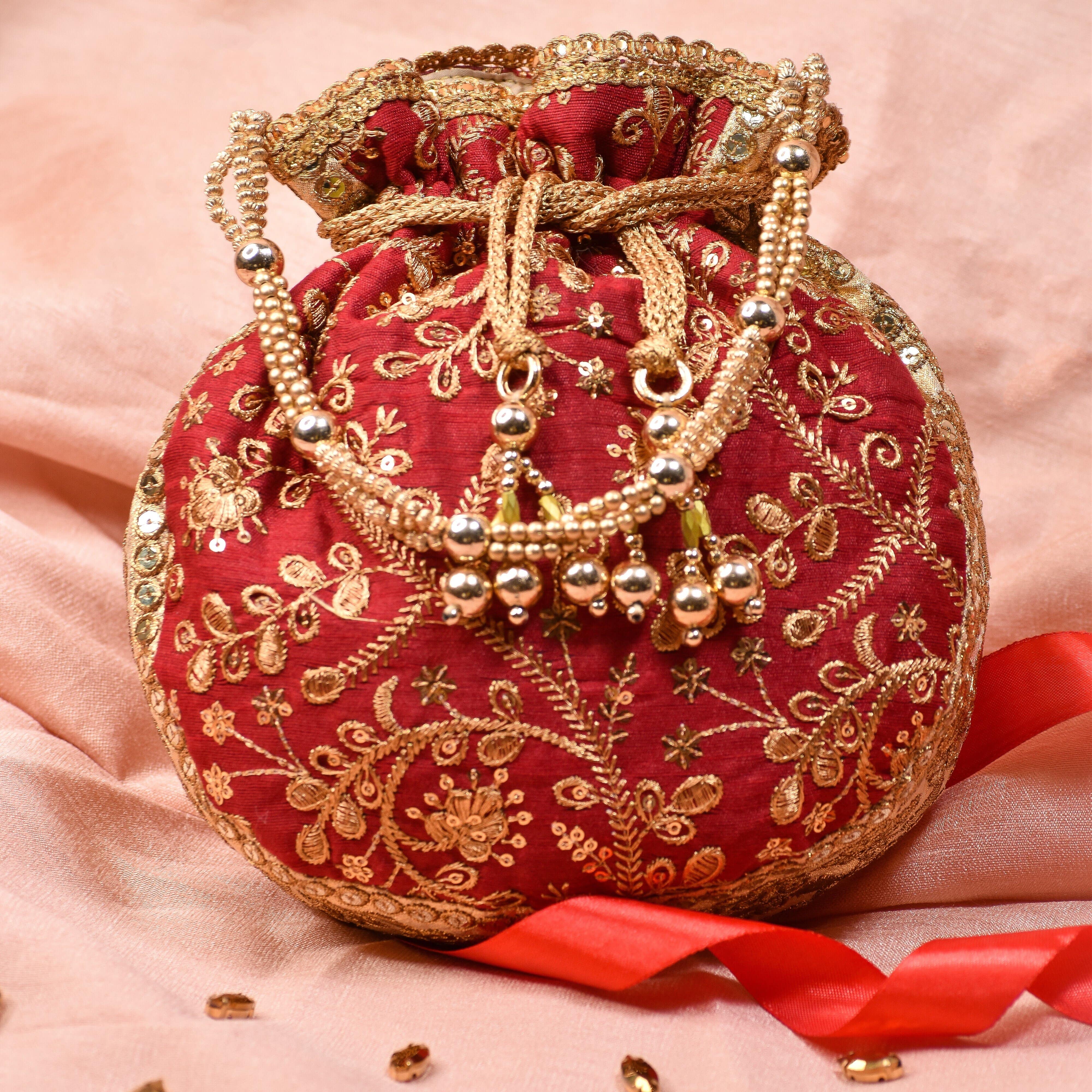 Bridal potli bag latest bridal purse/ bridal clutch/red clutch purse for  bride/ dulhan bag/dulhan gol bag
