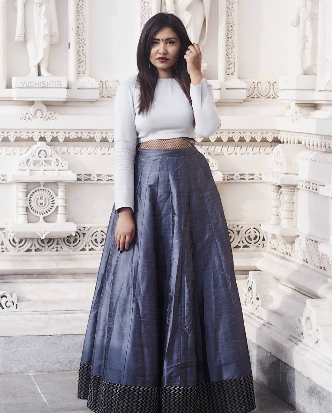 Designed to flaunt Crop Top Lehenga With Long sleeves for Women - Ethnic  Race