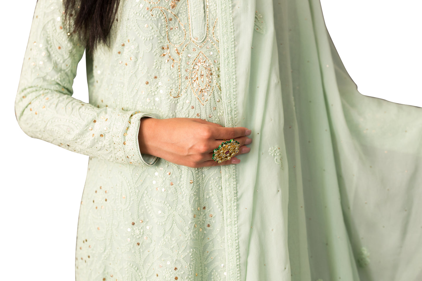 Chikankari Anarkali w/Pallazos - Amreen - bAnuDesigns