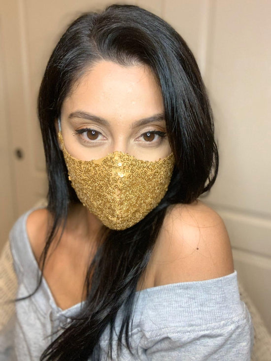 Sequin Face Mask - Gold - bAnuDesigns