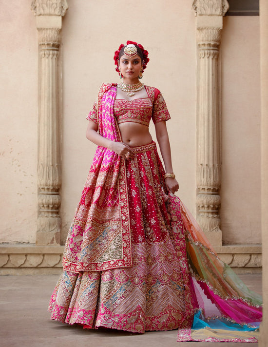 red bridal lehenga