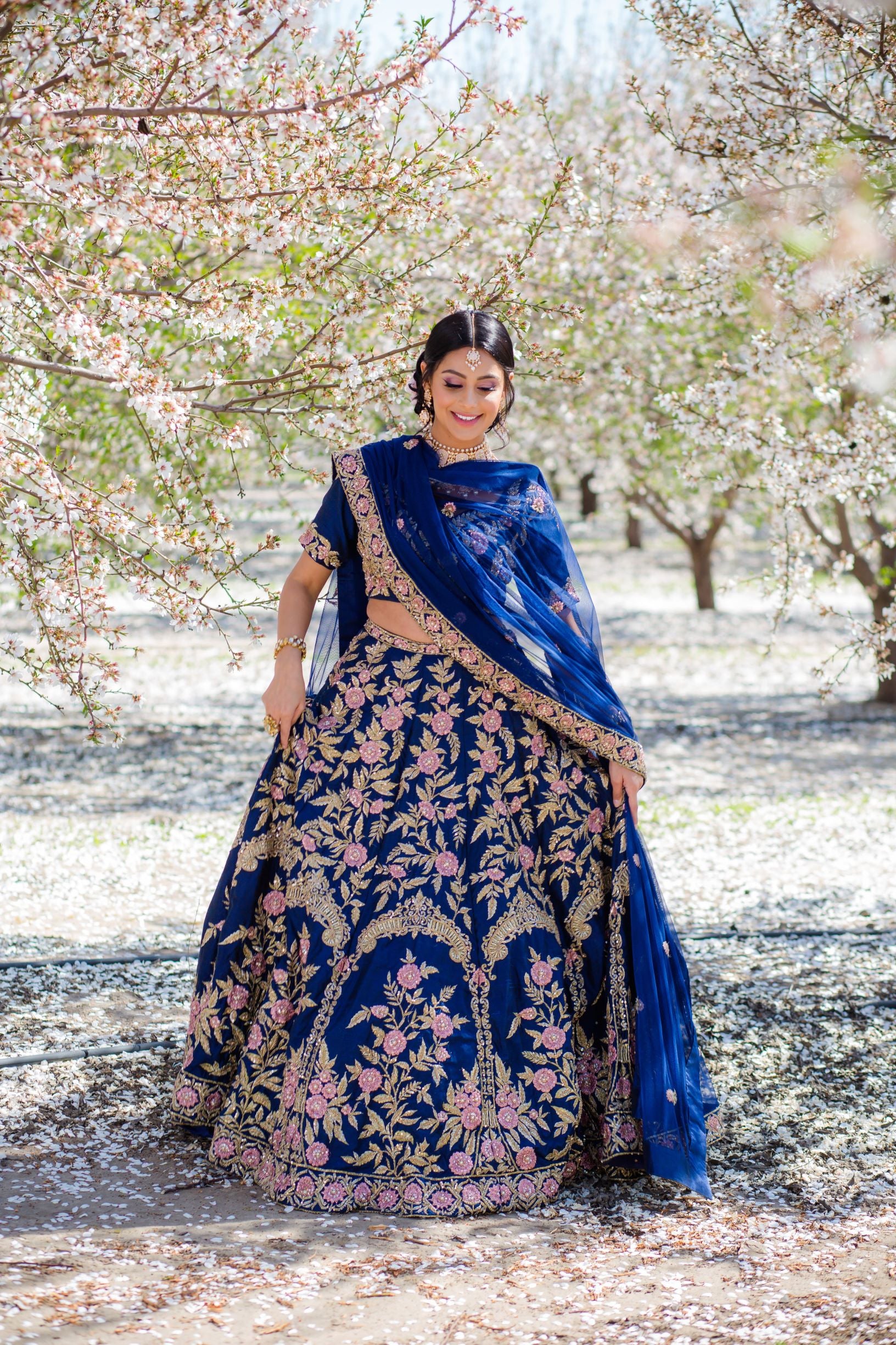 Royal Blue Banarasi Lehenga Set With Multi COloured Dupatta - Studio Iris-  Fabilicious Fashion