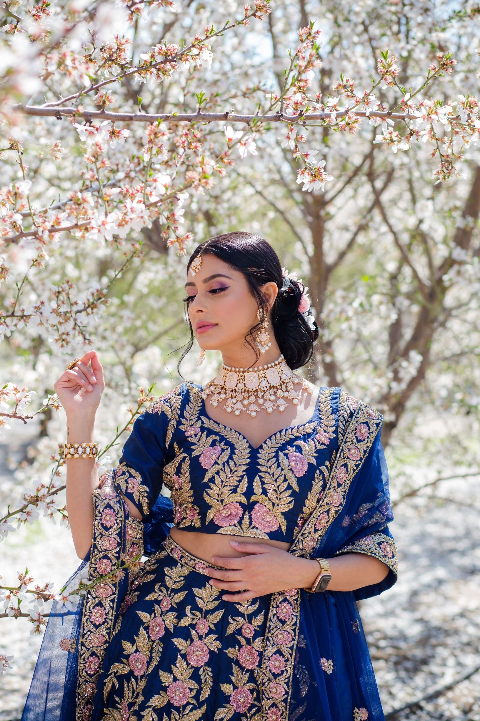 Buy Blue Lehenga And Blouse Georgette Embroidered Floral Bridal Set For  Women by Vvani by Vani Vats Online at Aza Fashions.