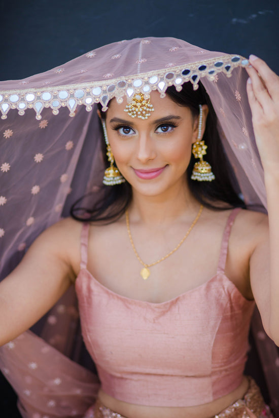 Pastel Mousse lehenga choli with sequins & mirror handwork