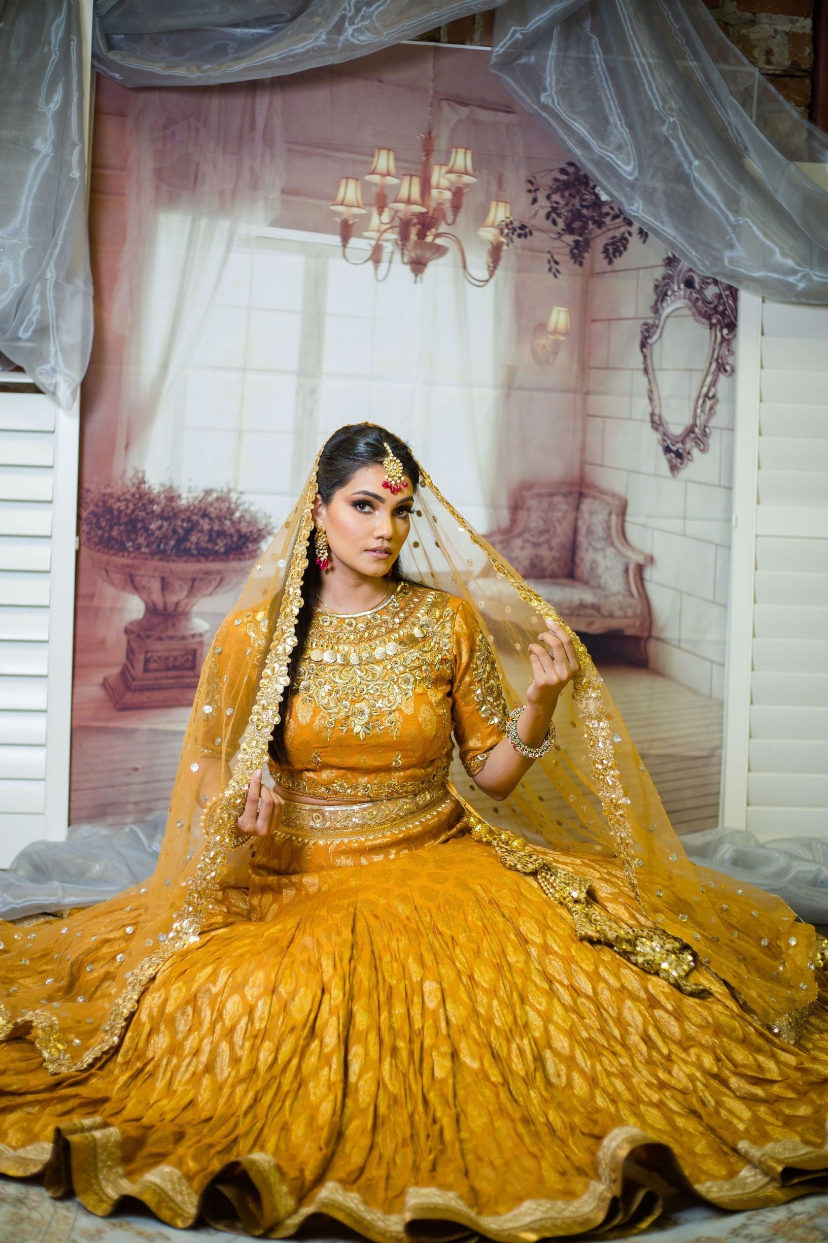 Buy Mustard Yellow Embroidered Net Wedding Wear Lehenga Choli From Ethnic  Plus