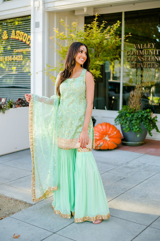 Mint Green Sharara Set 