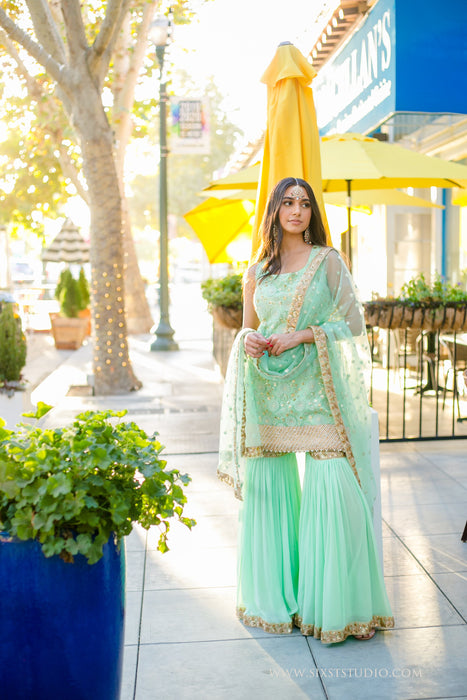 Mint Green Sharara Suit