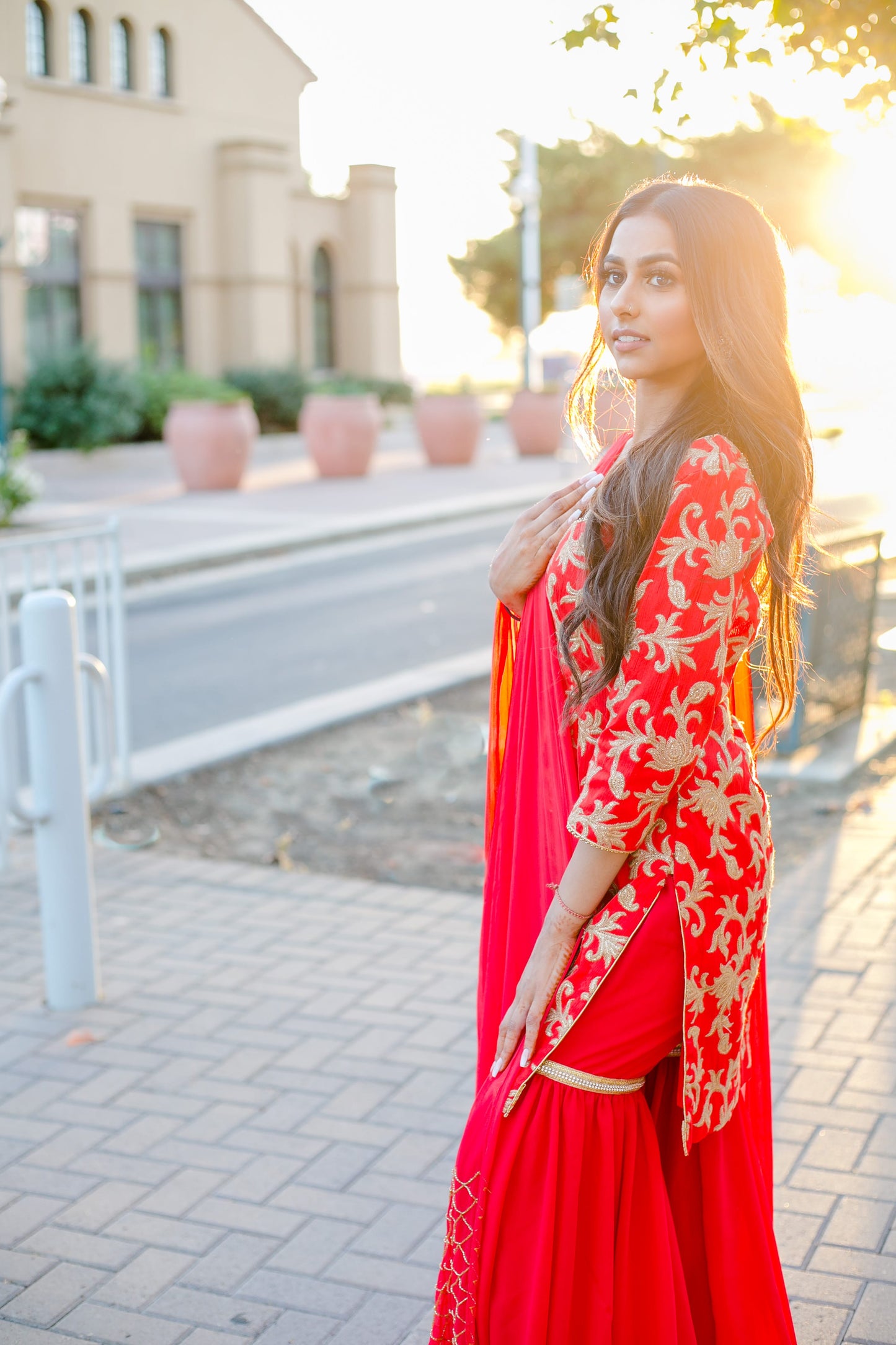Red Sharara Set
