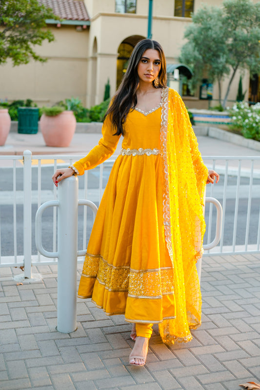 mustard yellow anarkali