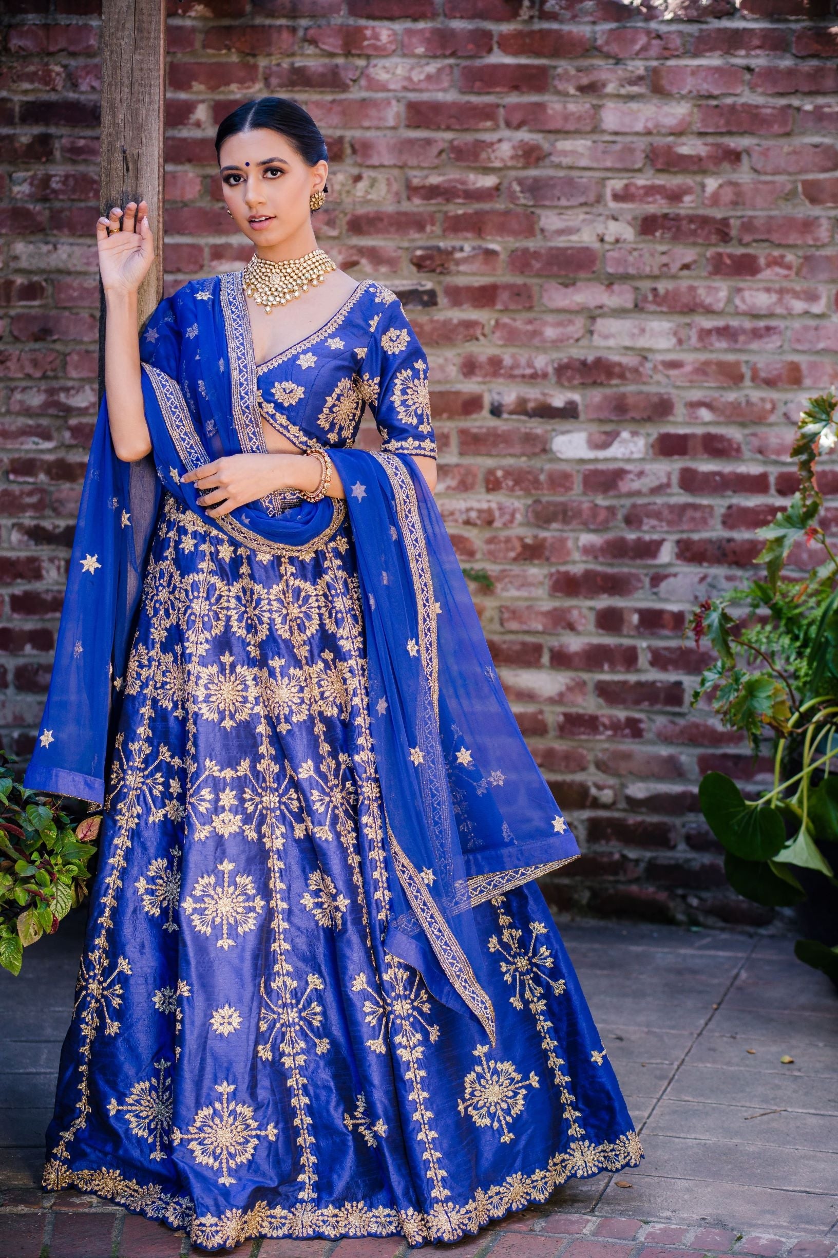 Gorgeous Bridal Lehnga - Royal Blue And Golden Semi Stitched Bridal Le –  Boutique4India