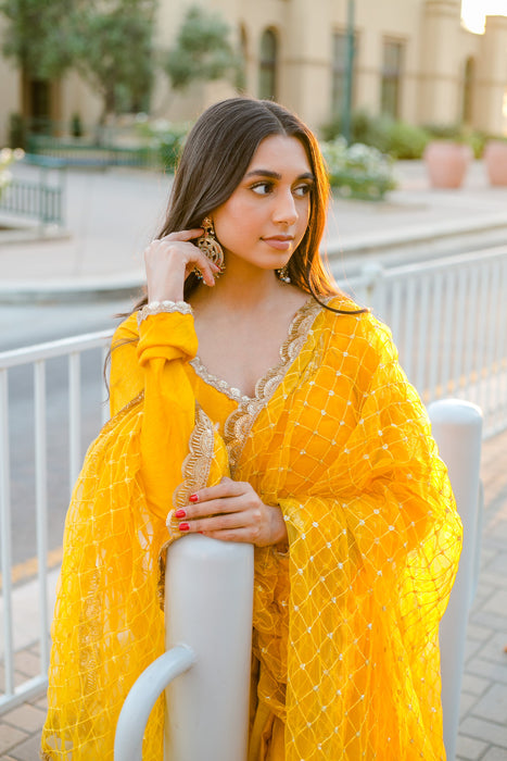 mustard yellow anarkali