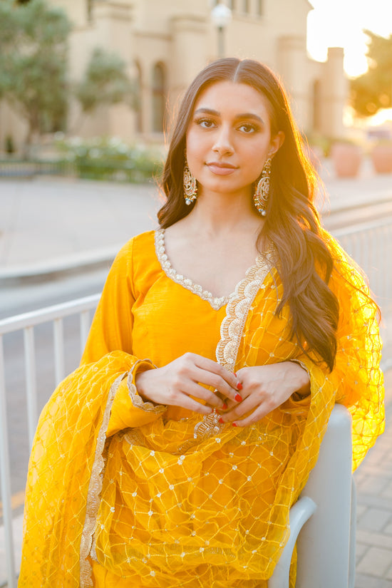 mustard yellow anarkali