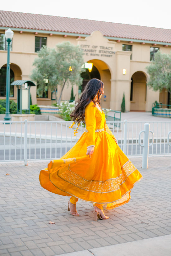 mustard yellow anarkali