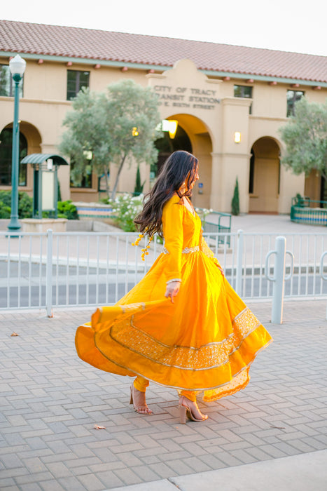 mustard yellow anarkali