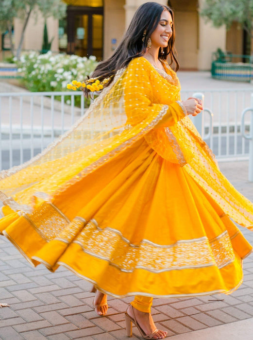 mustard yellow anarkali