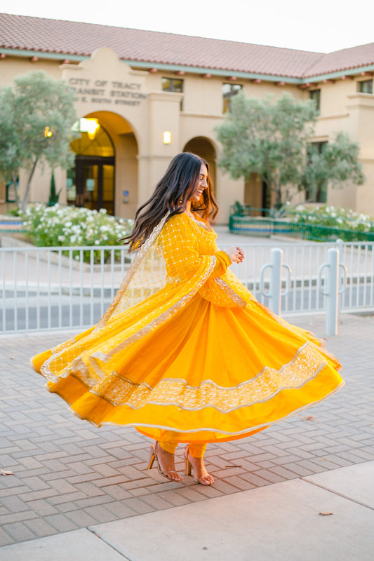 mustard yellow anarkali