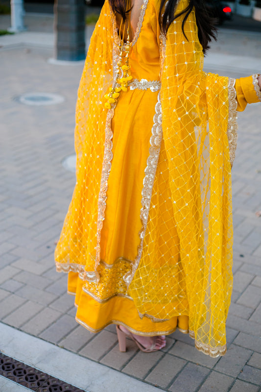 mustard yellow anarkali