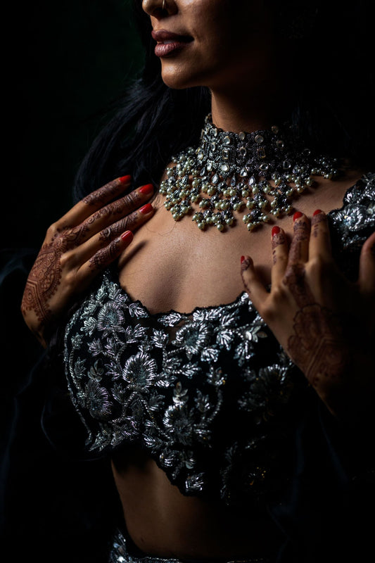 black bridal lehenga