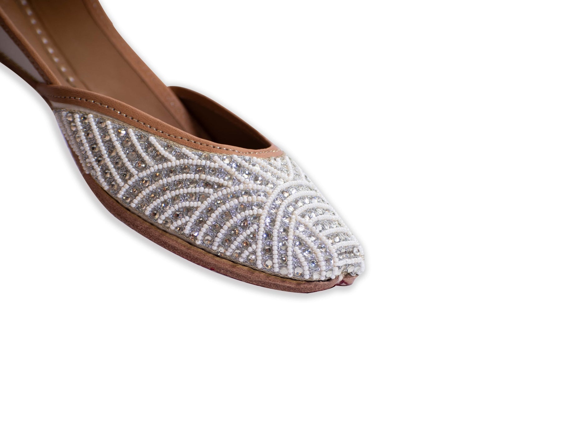Stardust - White Punjabi Jutti for Ladies with Handcrafted Beadwork