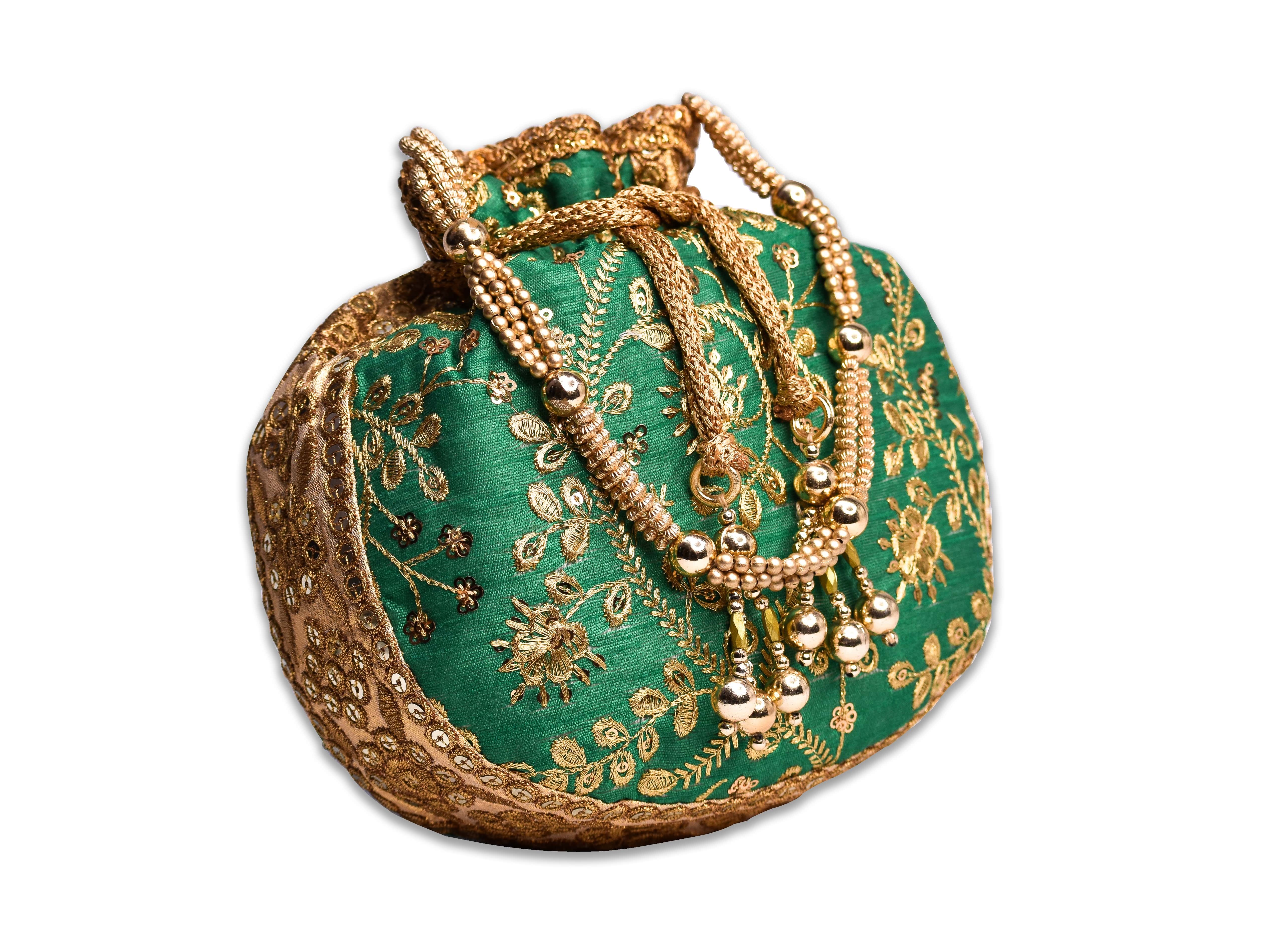 Buy Turquoise Embroidered Potli Bag With Golden Embroidery Online in India  - Etsy in 2023 | Potli bags, Embroidery online, Crafted bag