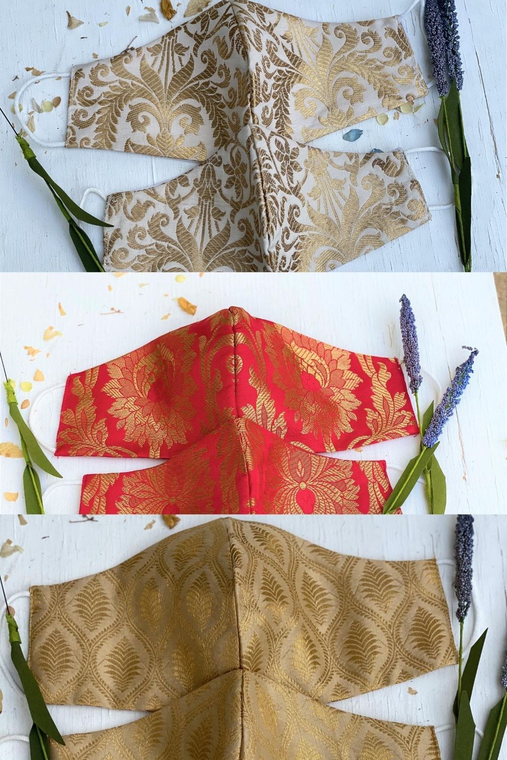Barati Masks Pack- Pack of 30 Brocade Silk Fabric Face Masks