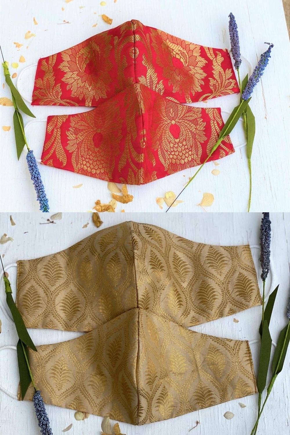 Barati Masks Pack- Pack of 30 Brocade Silk Fabric Face Masks
