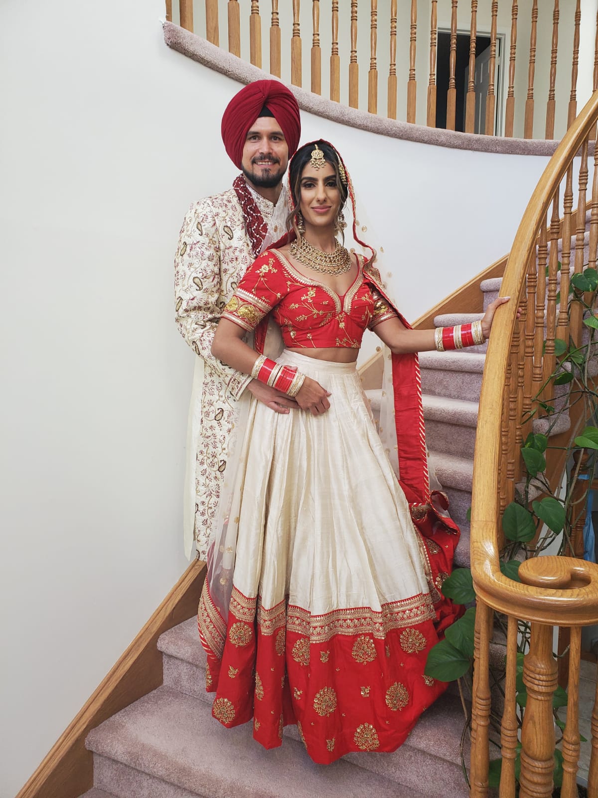 Red and White Minimalist Silk Lehenga for Modern Brides