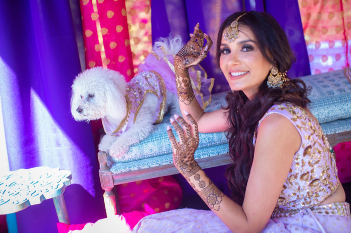 Customized Dogs clothing to match our bridal lengha
