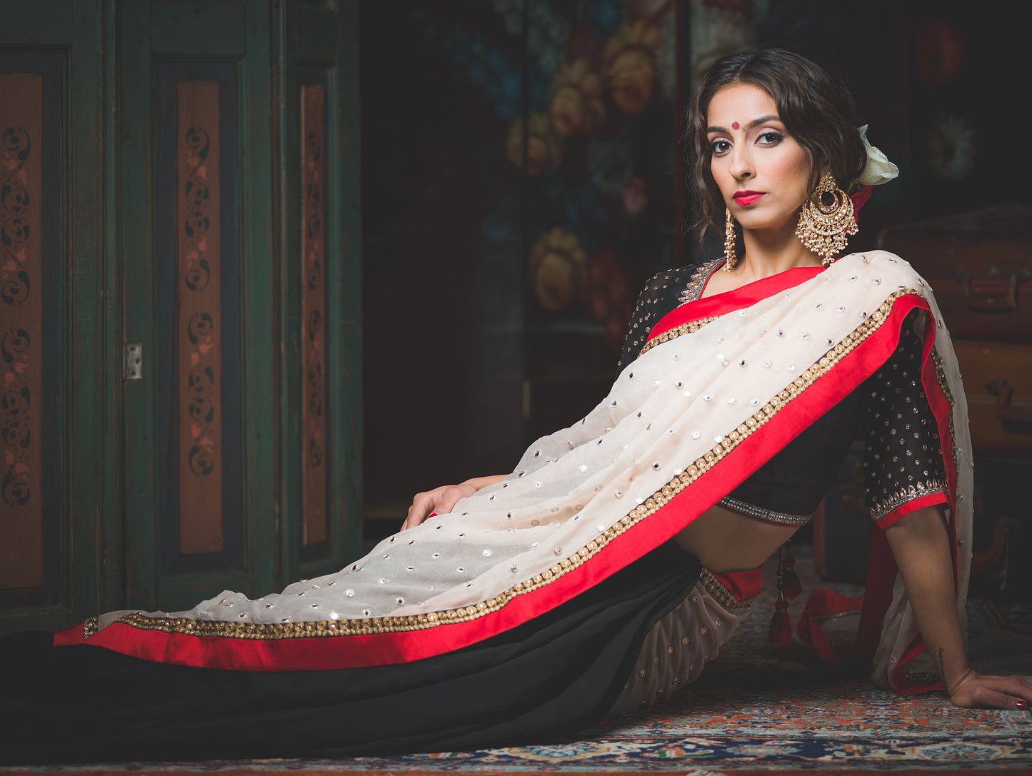 Ameya - Ecru Tulle Sari - bAnuDesigns