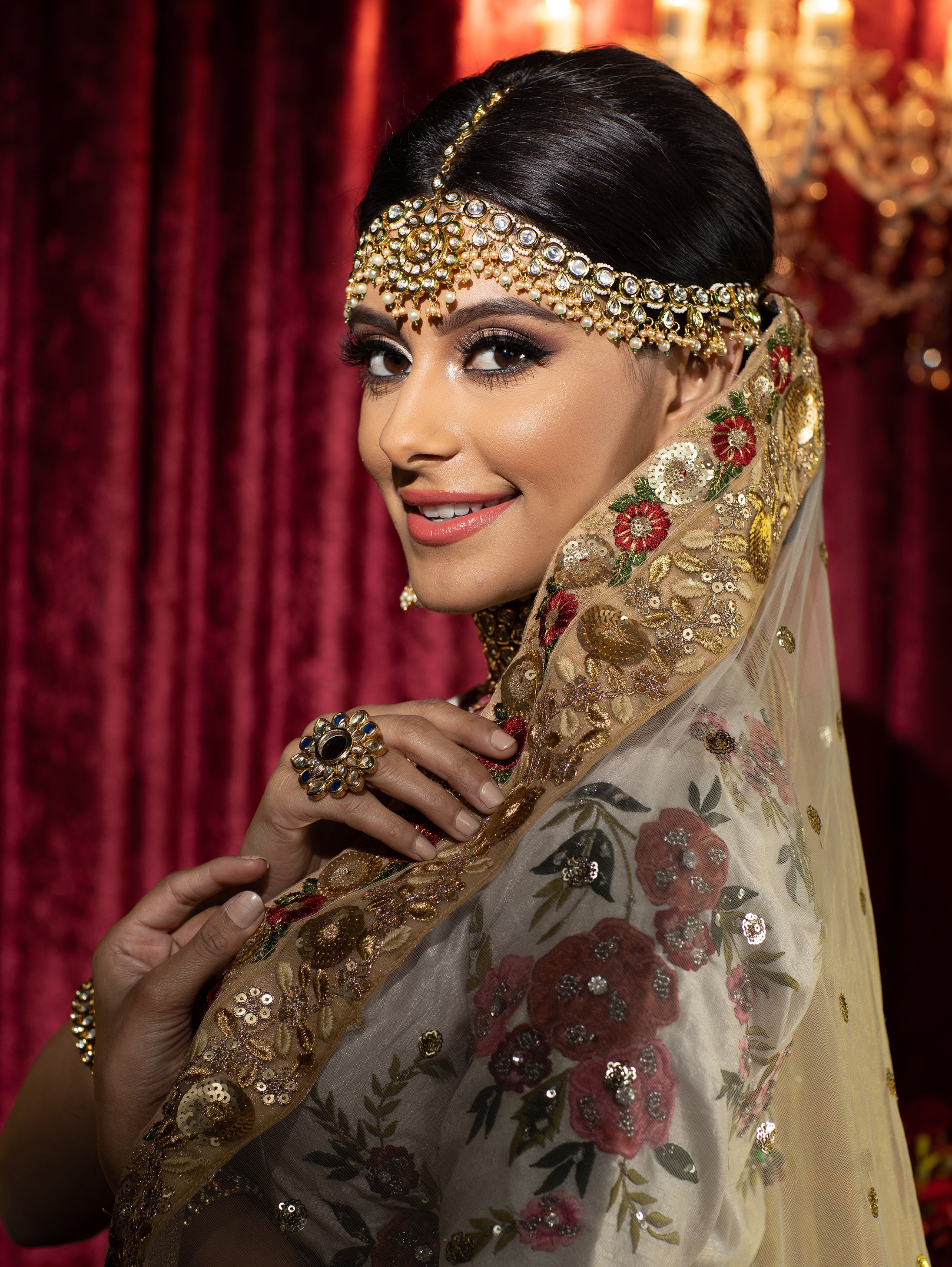 Beautiful Red gold bridal lehenga | Bridal jewelry collection, Bridal  jewellery indian, Bridal jewelry