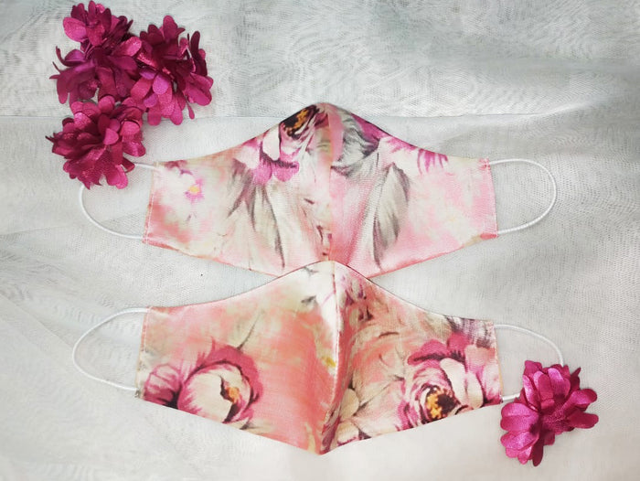Floral Face Mask - Pink - bAnuDesigns