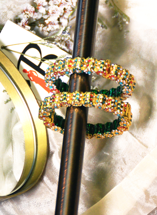 Load image into Gallery viewer, Nidaa - Multicolor Onyx studded bangle
