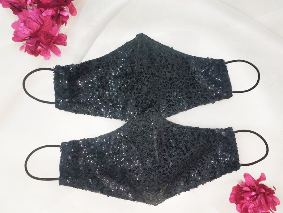 Sequin Face Mask - Black - bAnuDesigns