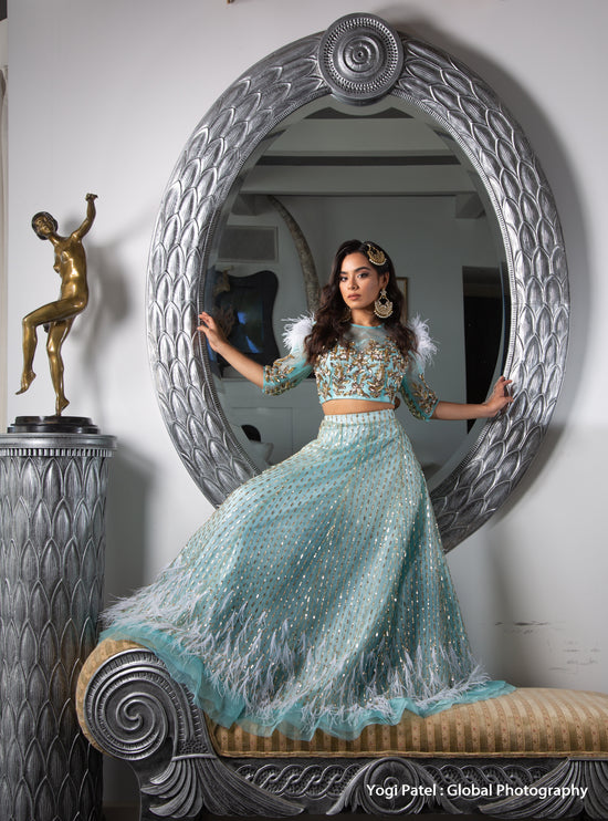 Closer Lengha -Net Lehenga with Sequin & Zardozi Work - bAnuDesigns