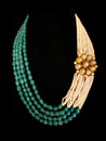Chantel Emerald Broach Pearl Necklace - bAnuDesigns