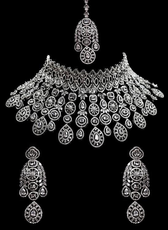 Coral- Modern CZ Bridal Choker Set