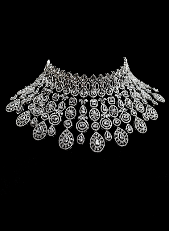 Coral- Modern CZ Bridal Choker Set