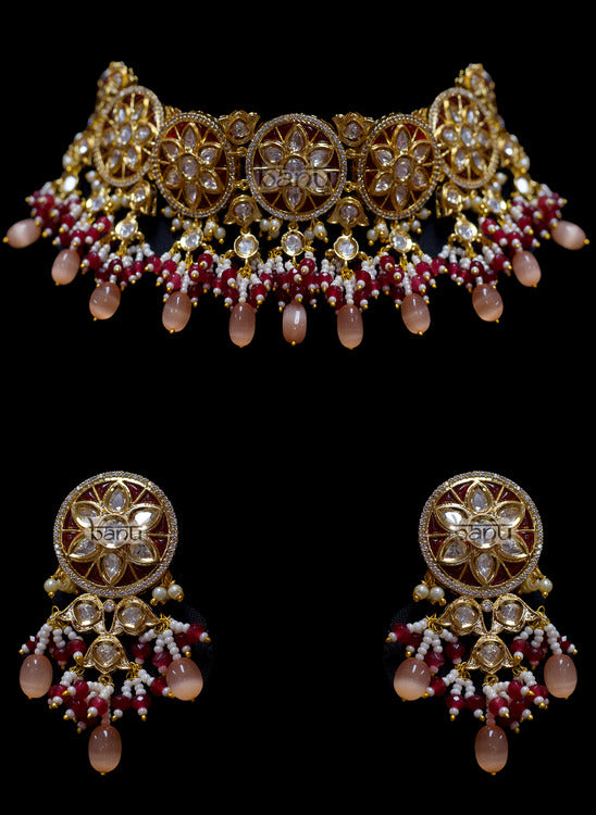 Hyacinth I - Pink Pearl and Emerald Bridal Jewelry Set