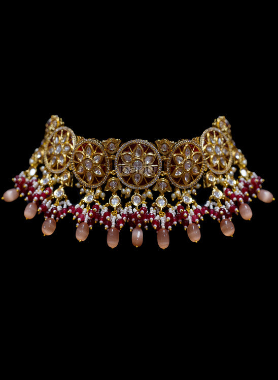 Hyacinth I - Pink Pearl and Kundan Bridal Jewelry Set