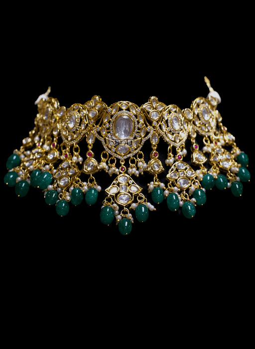 Penina II - Green Pearl and Kundan Bridal Jewelry Set