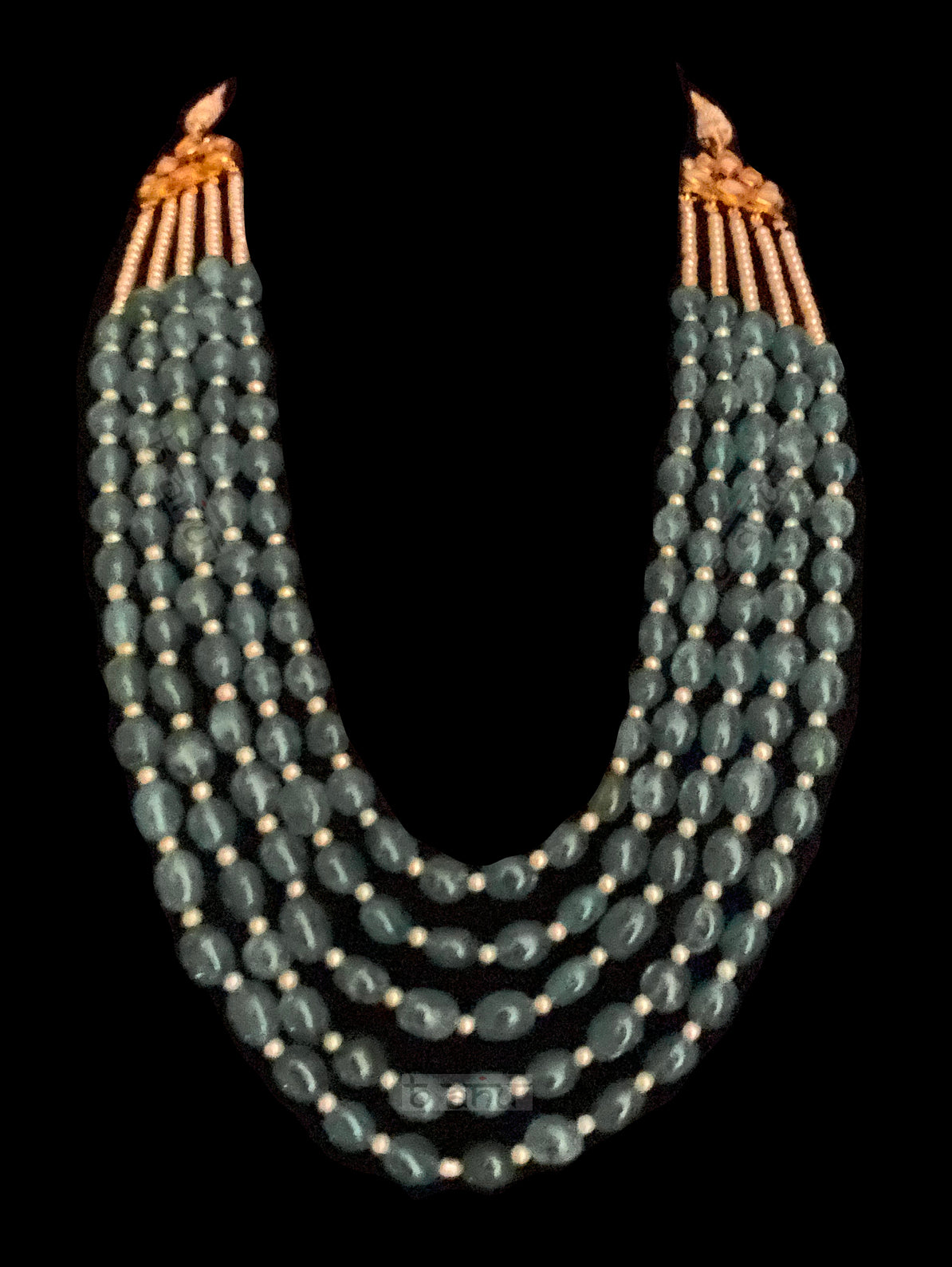 Load image into Gallery viewer, Diana Multi Strand Green Onyx Statement Necklace - bAnuDesigns
