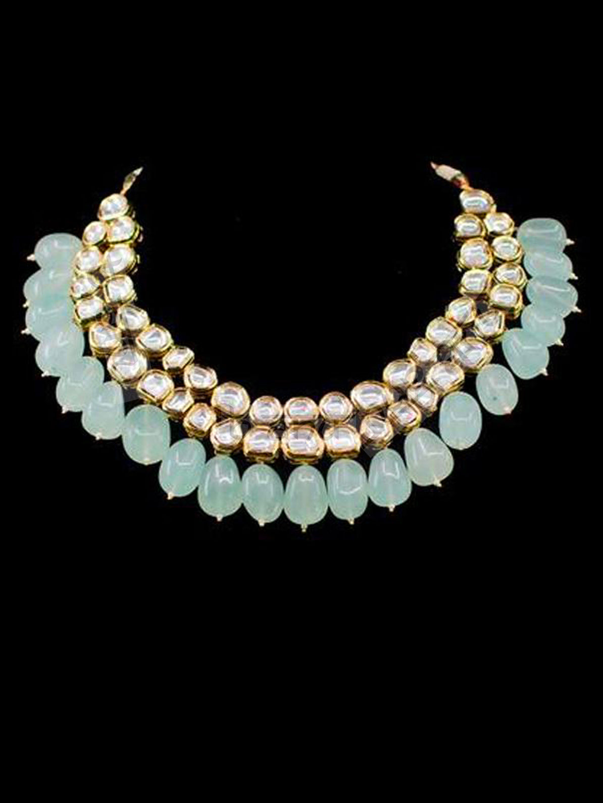 Dilber Kundan Set - Sea Green - bAnuDesigns